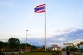 BANGKOK, THAILAND - JANUARY 2, 2018: The sunset time of Third ThaiÃ¢â¬âLao Friendship Bridge, over the Mekong is a bridge that