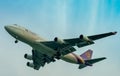 Thai Airways Airlines. Passenger plane is landing at Suvarnabhumi Airport in Thailand. Airbus A330 aircraft flight to Thailand