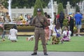 Thai soldier on security at the royal residence. Bangkok