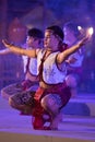 Ancient boxing dance is Northeastern traditional Thai dancing in Participants take part in the celebration of Thailand tourism.