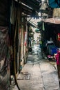 Bangkok, Thailand - January 26, 2018: Wet alleyway in Bangkok, Thailand