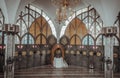 Architecture design inside the Foundation of the Central Mosque and Islamic Center of Thailand. Detail of interior building built Royalty Free Stock Photo