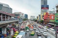 Bangkok,Thailand - Jul 22 2016 : Many Car traffic jam crowded during rush hour in ladprao road