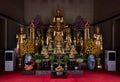 Bangkok, Thailand - Jul 9, 2018: Wat Pho or Wat Phra Chetuphon buddhist temple . golden buddha statue sitting . old historic archi Royalty Free Stock Photo