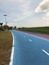 Bangkok, Thailand, the blue Skylane cycling path near the airport