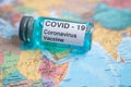 Bangkok, Thailand - July 1, 2021, Coronavirus Covid-19 vaccine on Africa map, development medical for doctor use to treat Royalty Free Stock Photo
