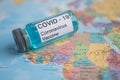 Bangkok, Thailand - July 1, 2021, Coronavirus Covid-19 vaccine on Africa map, development medical for doctor use to treat Royalty Free Stock Photo