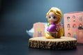 Bangkok, Thailand - July 11, 2023 : Cote a Rapunzel Raiponce, Disney fairy town figure blind box from Miniso shop