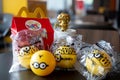 Bangkok, Thailand - July 2, 2020 : Golden special character Minions plastic toys from McDonalds in Happy Meal collection