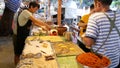 BANGKOK, THAILAND - 13 JULY 2019: Lat Mayom khlong river canal traditional classic floating market. Iconic local asian street food