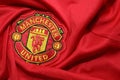 BANGKOK, THAILAND - JULY 12: The Logo of Manchester United Football Club on the Jersey on July 12,2017 in Bangkok Thailand. Royalty Free Stock Photo