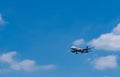 Thai Smile Airways. Passenger plane is landing at Suvarnabhumi Airport in Thailand. Airbus A200 aircraft flight to Thailand with Royalty Free Stock Photo