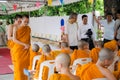 BANGKOK ,THAILAND - 9 JULY 2014 : Unknown monks in Buddhism stud