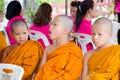 BANGKOK ,THAILAND - 9 JULY 2014 : Unknown young novice monks in