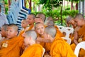 BANGKOK ,THAILAND - 9 JULY 2014 : Unknown young novice monks in