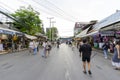 Crowd of tourist shopping in Chatuchak or Jatujak weekend market in Bangkok, Thailand. Royalty Free Stock Photo