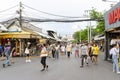 Crowd of tourist shopping in Chatuchak or Jatujak weekend market in Bangkok, Thailand. Royalty Free Stock Photo