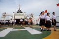 BANGKOK THAILAND-Jun 27:Unidentified young student walking on the esperanza ship of greenpeace international environmental organi