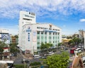 Bangkok, Thailand - June 28, 2015: Aerial exterior view of Bangkok Hospital Chinatown, the part of the nation`s largest hospital