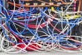 Bangkok Thailand, June 25, 2019:- The Cable Network in Server room A bad case of cable spaghetti, The worst cable mess