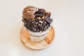 Chocolate bingsu ice cream dessert at Swensen`s ice cream restaurant