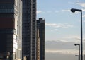 BANGKOK, THAILAND - JUNE 5, 2017: Condominium buildings and street light poles