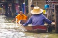 Bangkok, Thailand, June 06 2015: Damnoen Saduak floating market Bangkok is the most famous floating market in rural Royalty Free Stock Photo