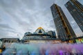 Exterior view of Iconsiam at River side. ICON SIAM is the new Shopping Center and Landmark of Bangkok at twilight ,