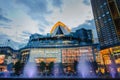 Exterior view of Iconsiam at River side. ICON SIAM is the new Shopping Center and Landmark of Bangkok at twilight