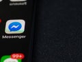 Bangkok, Thailand - June 11, 2020 : Facebook messenger online chatting aplication on mobile phone screen