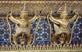 BANGKOK, THAILAND - JUNE 21, 2020: Golden bird as Thai traditional, main building of Wat Phra Kaew Temple of the Emerald Buddha