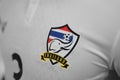 BANGKOK, THAILAND - JUNE 12, : the logo of Thailand Nation Football Team on the New Warrix Brand jersey on June 12, 2017 in