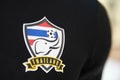 BANGKOK, THAILAND - JUNE 12, : the logo of Thailand Nation Football Team on the New Warrix Brand jersey on June 12, 2017 in