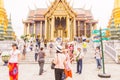 Bangkok, Thailand - June 5, 2016 : A lot of tourists at the Emerald Buddha temple or `Wat Pra Kaew`. It is well-known destination Royalty Free Stock Photo