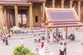 Bangkok, Thailand - June 5, 2016 : A lot of tourists at the Emerald Buddha temple or `Wat Pra Kaew`. It is well-known destination Royalty Free Stock Photo