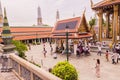 Bangkok, Thailand - June 5, 2016 : A lot of tourists at the Emerald Buddha temple or `Wat Pra Kaew`. It is well-known destination Royalty Free Stock Photo