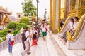 Bangkok, Thailand - June 5, 2016 : A lot of tourists at the Emerald Buddha temple or `Wat Pra Kaew`. It is well-known destination Royalty Free Stock Photo