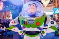 Model Buzz Lightyear robot toy character form Toy Story animation film at the cinema. Royalty Free Stock Photo