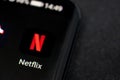 Bangkok, Thailand - June 11, 2020 : Netflix aplication internet media streaming service on mobile phone screen