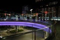 Night view of the intersection and BTS Skywalk MBK Center of the National Stadium BTS station Royalty Free Stock Photo
