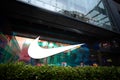 Nike swoosh logo at new flagship store in Bangkok.