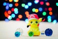 Pikachu Miniature toys with marble and colorful night light bokeh