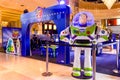 Bangkok, Thailand - June 22, 2019 : Toy Story 4 movie backdrop display with Buzz Lightyear, a famous character in movie theatre Royalty Free Stock Photo