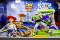 Bangkok, Thailand - June 22, 2019 : Toy Story 4 movie backdrop display with cartoon characters in movie theatre
