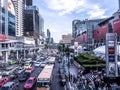 BANGKOK, THAILAND - June 12, 2017 : Traffic moves slowly on a busy city center road at Central World. Bangkok had one of the worst Royalty Free Stock Photo