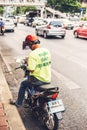 BANGKOK, THAILAND - JUNE 12, 2015: unidentified taxi motorcyclis