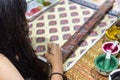 Thai artist drawing Thai art for making Thai silk