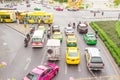 Bangkok, Thailand - June 5, 2016 : Various vehicles awaiting red light