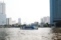 BANGKOK, THAILAND - MAR 11, 2023 : river cruise tour on chao phraya river