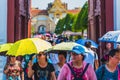 Asian women with umbrellas in Bangkok